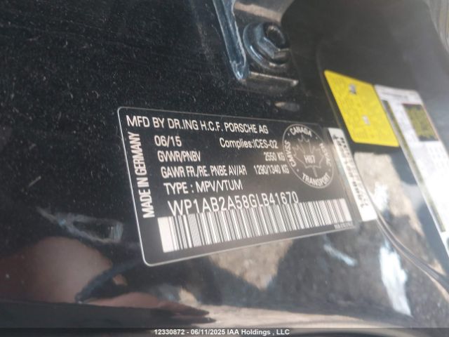 WP1AB2A58GLB41670 2016 PORSCHE