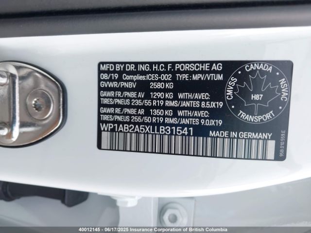 WP1AB2A5XLLB31541 2020 PORSCHE
