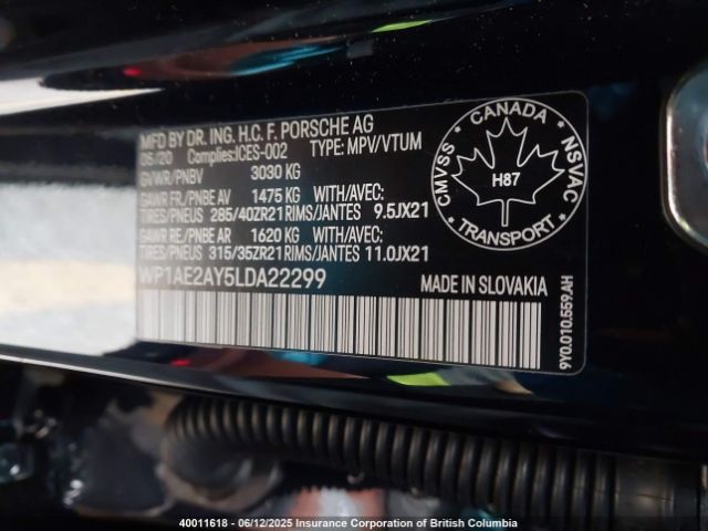 WP1AE2AY5LDA22299 2020 PORSCHE