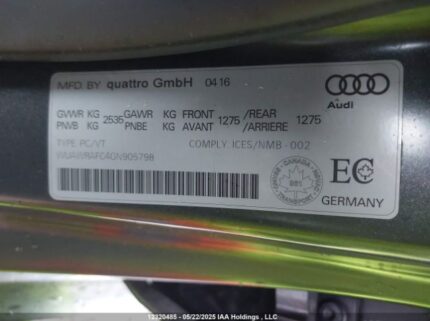 WUAWRAFC4GN905798 2016 AUDI
