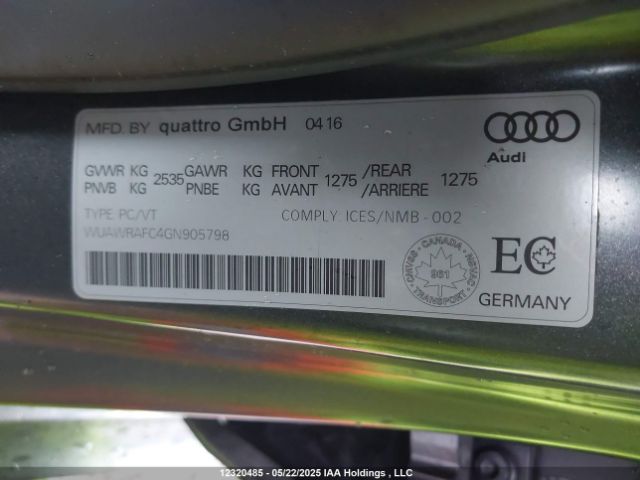 WUAWRAFC4GN905798 2016 AUDI