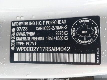 WP0CD2Y17RSA84042 2024 PORSCHE