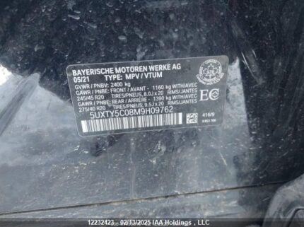 5UXTY5C08M9H09762 2021 BMW