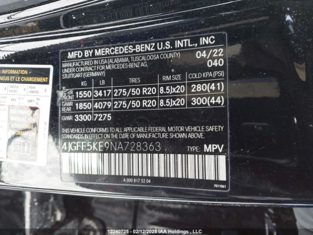 4JGFF5KE9NA728363 2022 MERCEDES-BENZ