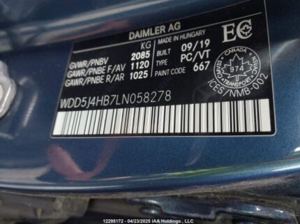 WDD5J4HB7LN058278 2020 MERCEDES-BENZ