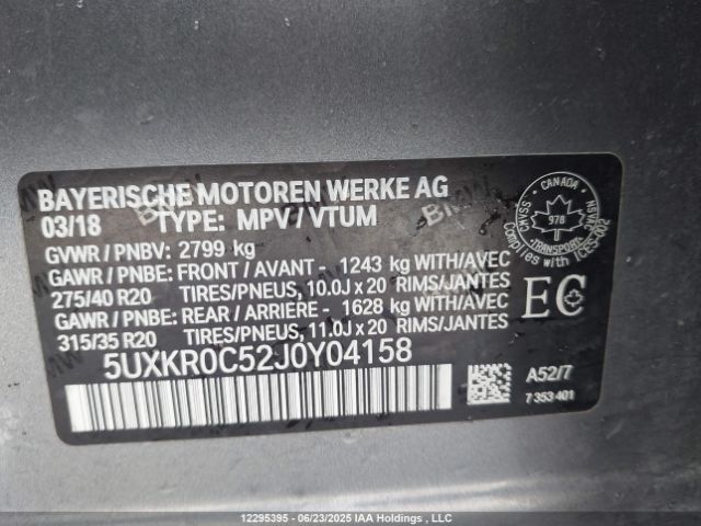 5UXKR0C52J0Y04158 2018 BMW