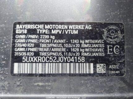 5UXKR0C52J0Y04158 2018 BMW