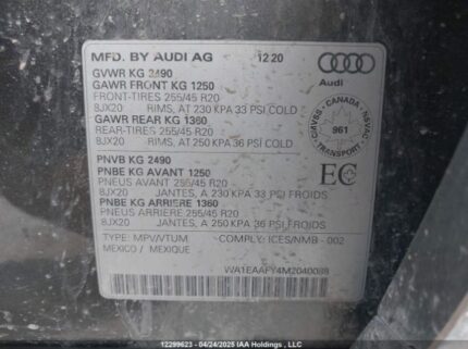 WA1EAAFY4M2040088 2021 AUDI