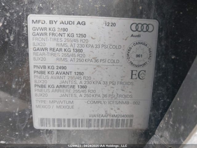 WA1EAAFY4M2040088 2021 AUDI
