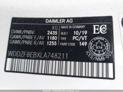WDDZF8EBXLA748211 2020 MERCEDES-BENZ
