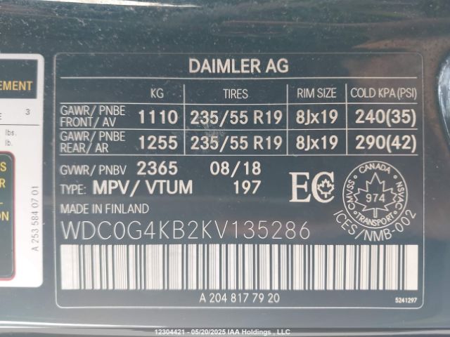 WDC0G4KB2KV135286 2019 MERCEDES-BENZ