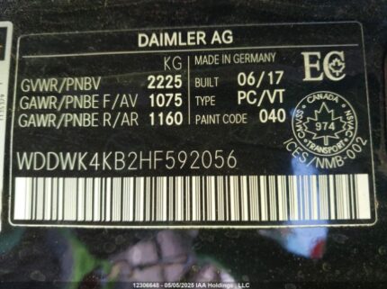 WDDWK4KB2HF592056 2017 MERCEDES-BENZ