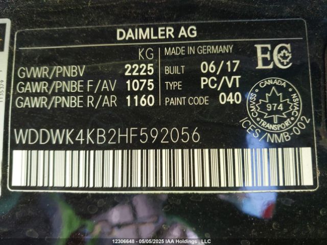 WDDWK4KB2HF592056 2017 MERCEDES-BENZ