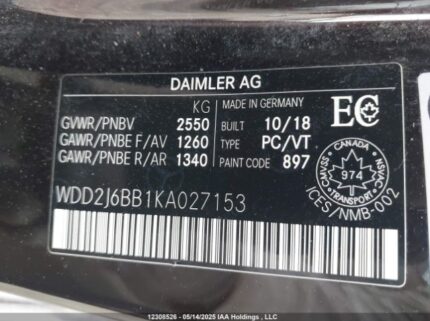 WDD2J6BB1KA027153 2019 MERCEDES-BENZ