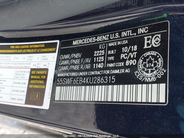 55SWF6EB4KU286315 2019 MERCEDES-BENZ