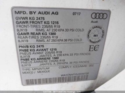 WA1CNAFY0J2030729 2018 AUDI