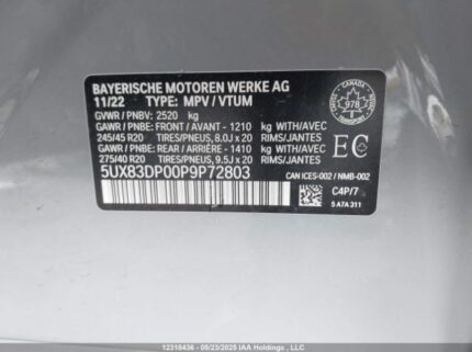 5UX83DP00P9P72803 2023 BMW
