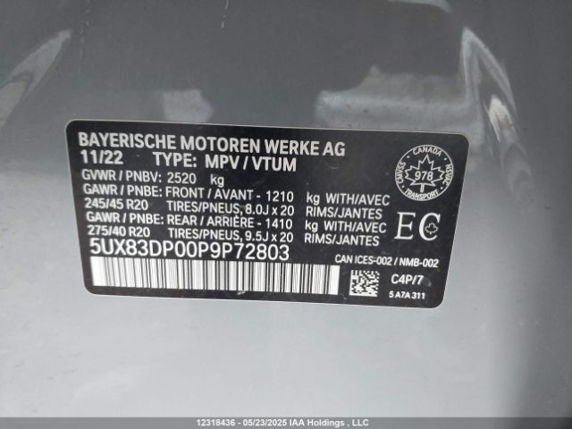 5UX83DP00P9P72803 2023 BMW