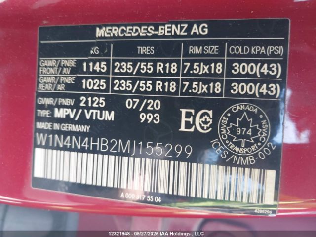 W1N4N4HB2MJ155299 2021 MERCEDES-BENZ