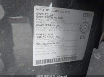 WA1FECF38M1085193 2021 AUDI