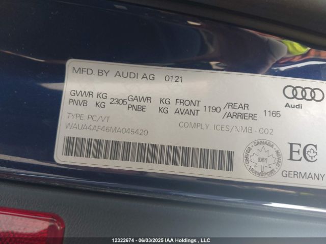 WAUA4AF46MA045420 2021 AUDI