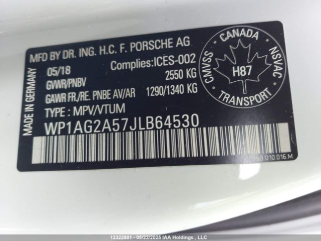 WP1AG2A57JLB64530 2018 PORSCHE