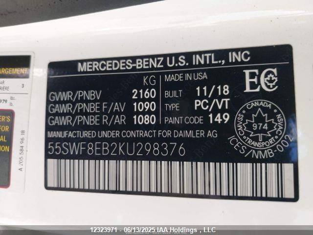 55SWF8EB2KU298376 2019 MERCEDES-BENZ