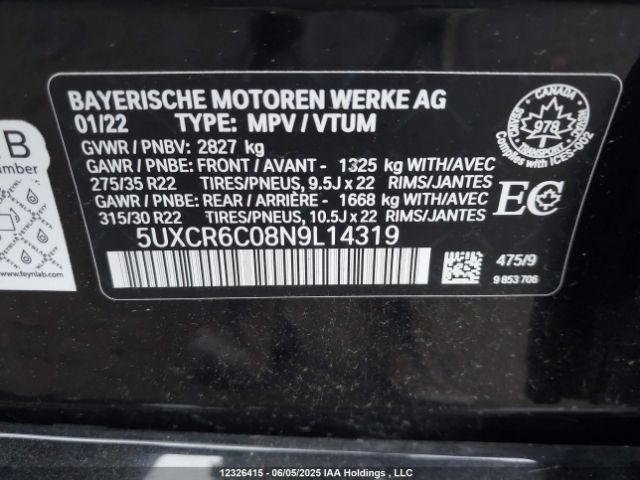 5UXCR6C08N9L14319 2022 BMW