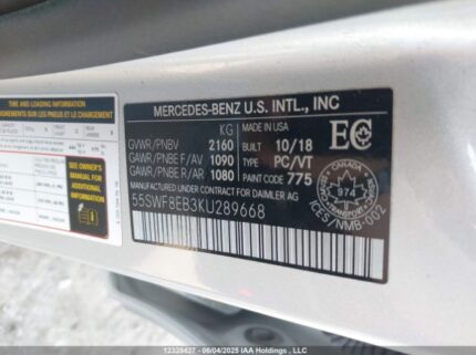 55SWF8EB3KU289668 2019 MERCEDES-BENZ