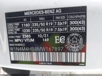 W1N4M4HB8MW167897 2021 MERCEDES-BENZ