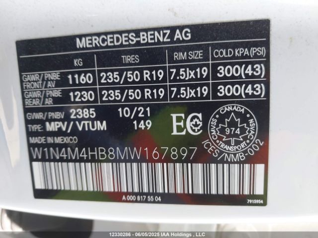 W1N4M4HB8MW167897 2021 MERCEDES-BENZ