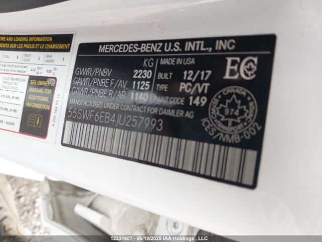 55SWF6EB4JU257993 2018 MERCEDES-BENZ