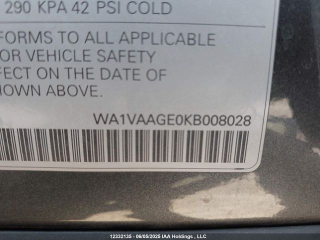 WA1VAAGE0KB008028 2019 AUDI