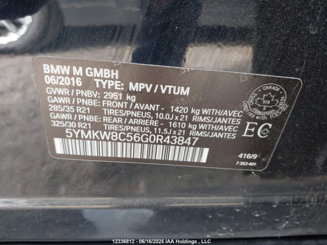 5YMKW8C56G0R43847 2016 BMW