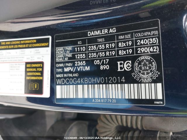 WDC0G4KB0HV012014 2017 MERCEDES-BENZ