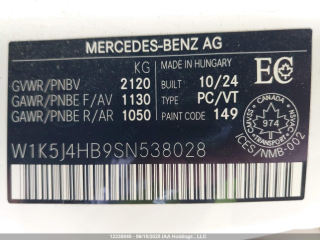W1K5J4HB9SN538028 2025 MERCEDES-BENZ