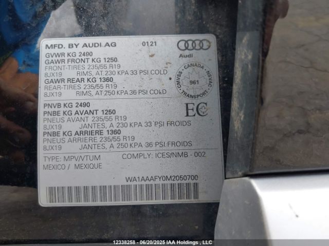 WA1AAAFY0M2050700 2021 AUDI
