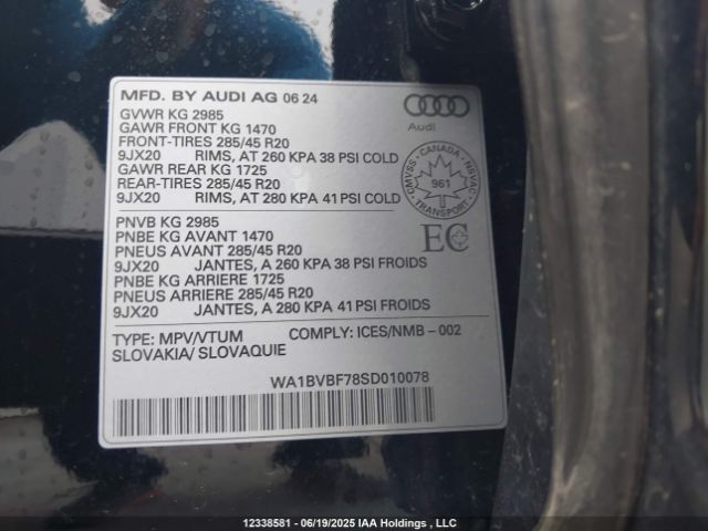 WA1BVBF78SD010078 2025 AUDI