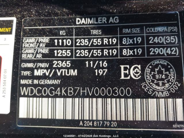 WDC0G4KB7HV000300 2017 MERCEDES-BENZ