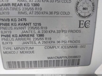 WA1CNAFYXJ2038823 2018 AUDI