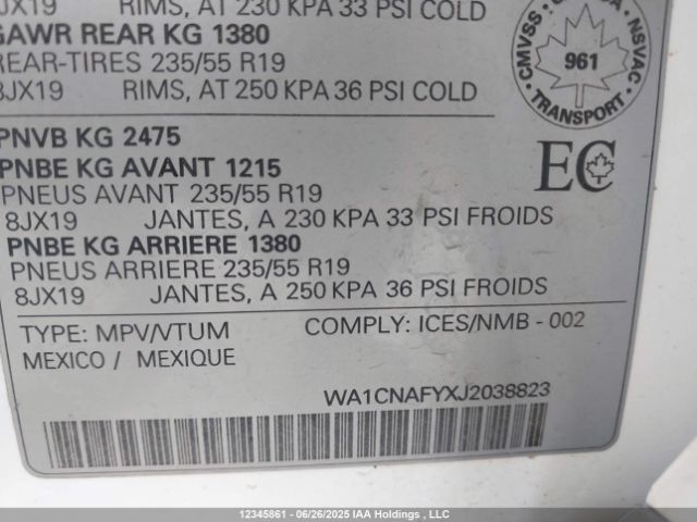 WA1CNAFYXJ2038823 2018 AUDI