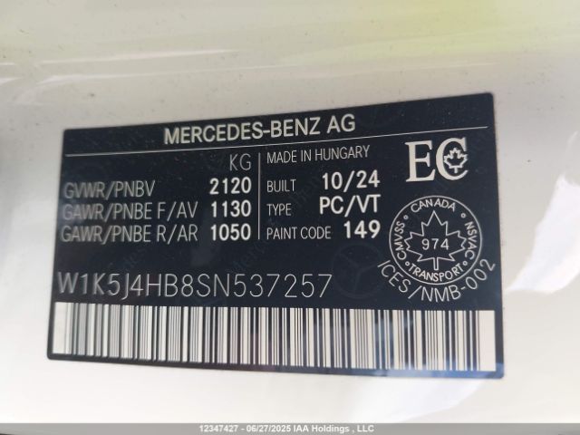 W1K5J4HB8SN537257 2025 MERCEDES-BENZ