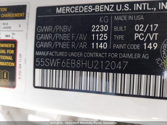 55SWF6EB8HU212047 2017 MERCEDES BENZ