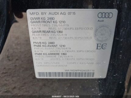 WA1M2AFP4GA025116 2016 AUDI