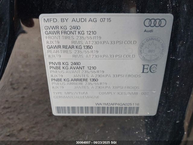 WA1M2AFP4GA025116 2016 AUDI