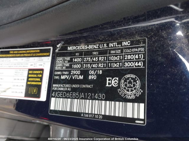 4JGED6EB5JA121430 2018 MERCEDES-BENZ