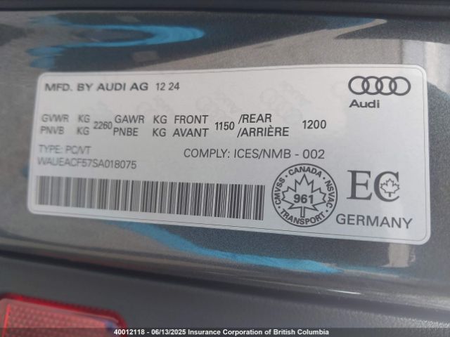 WAUEACF57SA018075 2025 AUDI