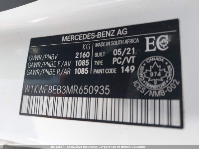 W1KWF8EB3MR650935 2021 MERCEDES-BENZ