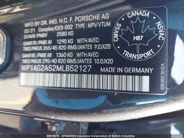 WP1AG2A52MLB52127 2021 PORSCHE