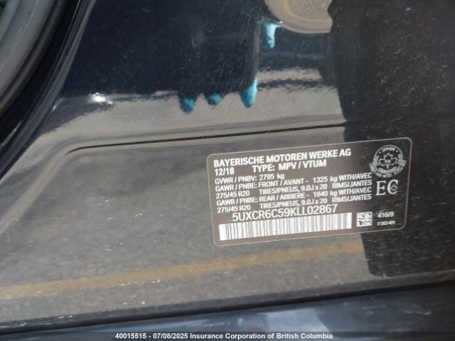 5UXCR6C59KLL02867 2019 BMW